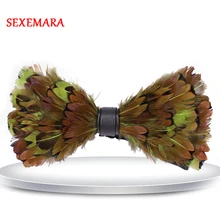 Мужской модный мужской высококачественный ручной работы перо цвет натуральный галстук-бабочка с перьями замужний жених