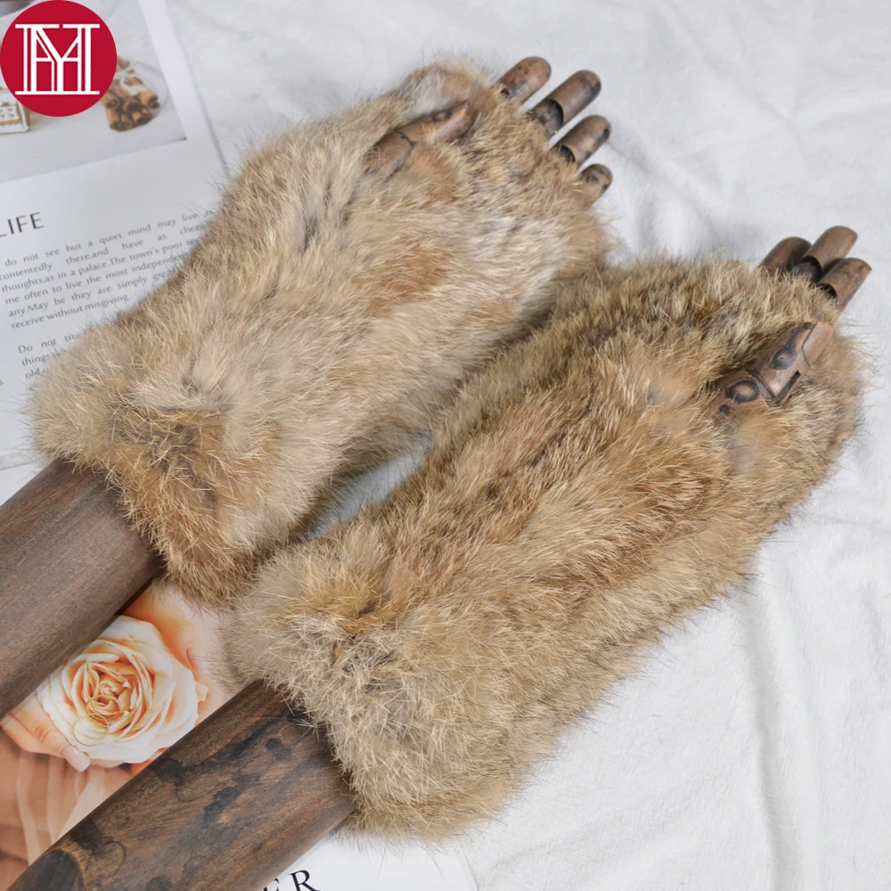 

Russia Lovely Winter Natural Real Rex Rabbit Fur Gloves Good Elastic Knitted Rabbit Fur Mittens Lady Real Rex Rabbit Fur Gloves