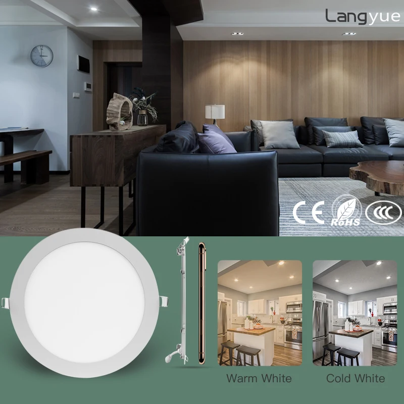 

LANGYUE Round Led Downlight Recessed Ceiling 220V 3/4/6/9/12/15/18W Spot Led Lights Surface Mounted Down Light Fixture Panel