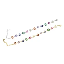 Мульти красный зеленый синий cz проложили цветок Шарм браслеты звено радуги Циркон Камень Мода теннис цепи ювелирные изделия