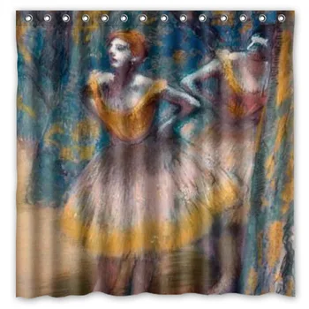 

Polyester Fabric Edgar Degas Ballet Dance Painting Printed Shower Curtains Waterproof Washable Curtain 72"*72" 12pcs Hooks