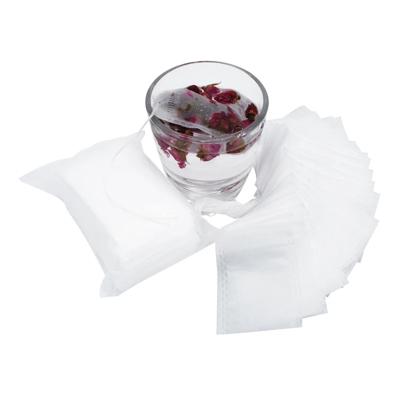 Empty Tea Bags Disposable Drawstring FiberTeabags Filter Bulk Lots Supplies Accessories Products 100 disposable tea bags disposable tea filter bags
