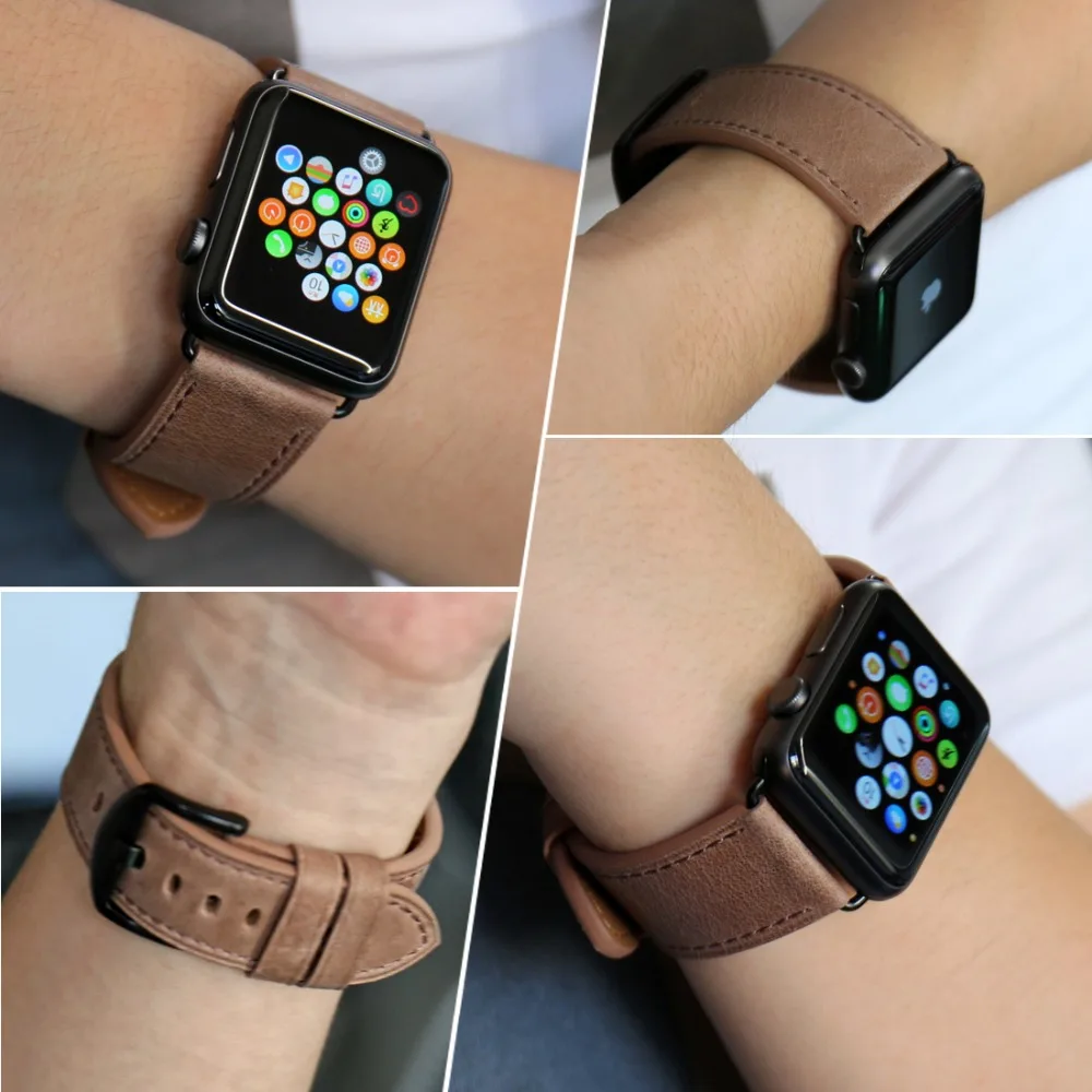 Ремешок MAIKES из натуральной кожи для Apple watch браслет iWatch Watch Series SE 6 5 4 3 2 44 мм 40 42 38