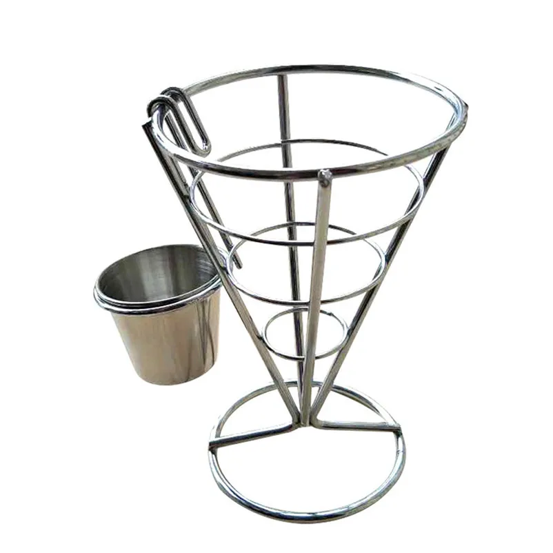 Chip Stand Holder French Fry Fries Bowl Black Metal Wire Kitchen Metal Fry Stand New Fashion