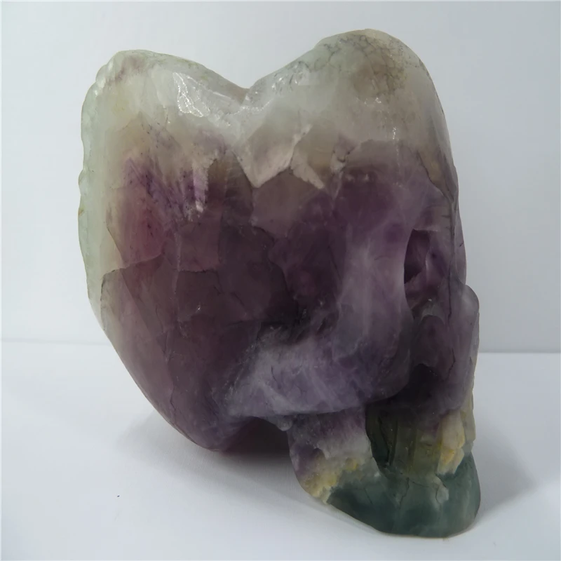 

Natural fluorite quartz Crystal Carved Skull Healing T861
