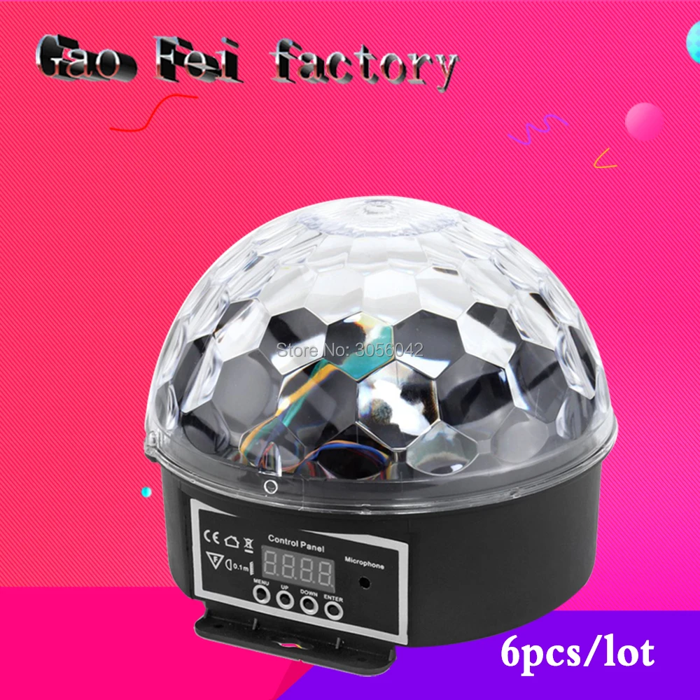 

9LED Color Chang Disco Dj Stage Lighting 27W LED Crystal Magic Ball Effect Light DMX512 KTV Party (6pcs/lot)