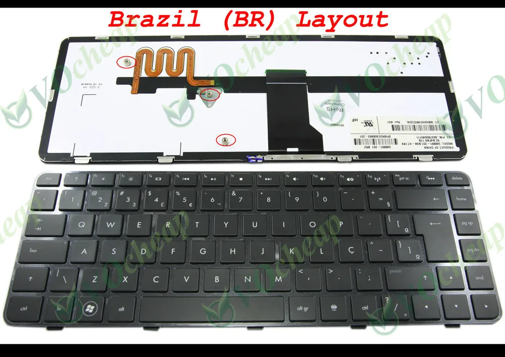 

New Notebook Laptop keyboard for HP Pavilion DM4 DM4-1000 DM4-2000 DV5 DV5-2000 -2100 Black Teclado BR Brazilian - 597911-201
