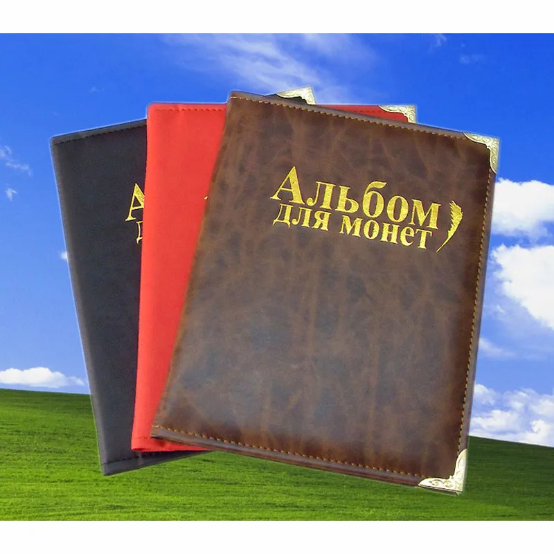 Moeda Álbum 250 Bolsos PU Caso Moeda Mundo Álbum Livro Coleção De Coleta de Armazenamento de Tampas, Tokens, medalhões, Badg