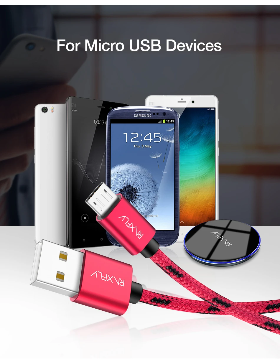 Кабель RAXFLY Micro USB для samsung S4 S5 S6 Edge 0,5 M/1 M/2 M Micro usb зарядный провод для Xiaomi Note 4 4X5 Plus Синхронизация данных