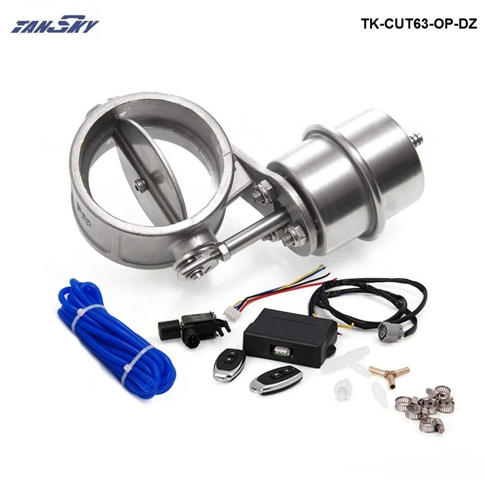 Exhaust Control Valve Set With Vacuum Actuator CUTOUT 2.5" 63mm Pipe OPEN STYLE with Wireless Remote Controller TK-CUT63-OP-DZ
