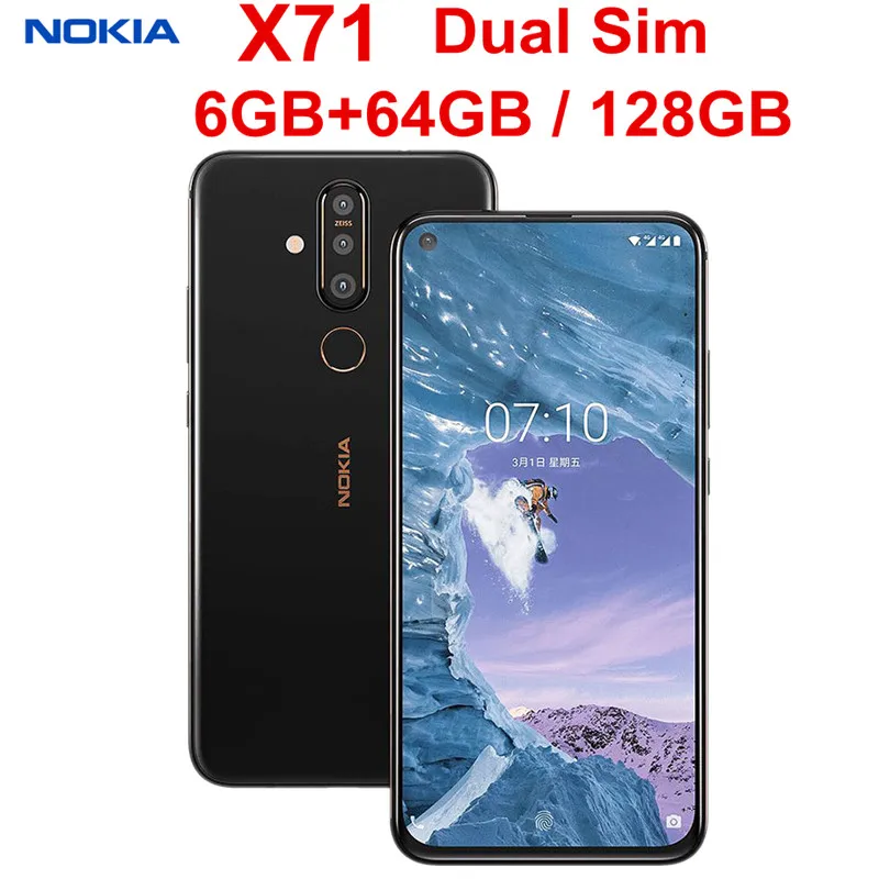 Мобильный телефон Nokia X71, 6 ГБ ОЗУ, 64 ГБ/128 Гб ПЗУ, две sim-карты, Android, LTE 6,39 '', 4 камеры, четыре ядра, 3500 мАч, отпечаток пальца, Snapdragon 660