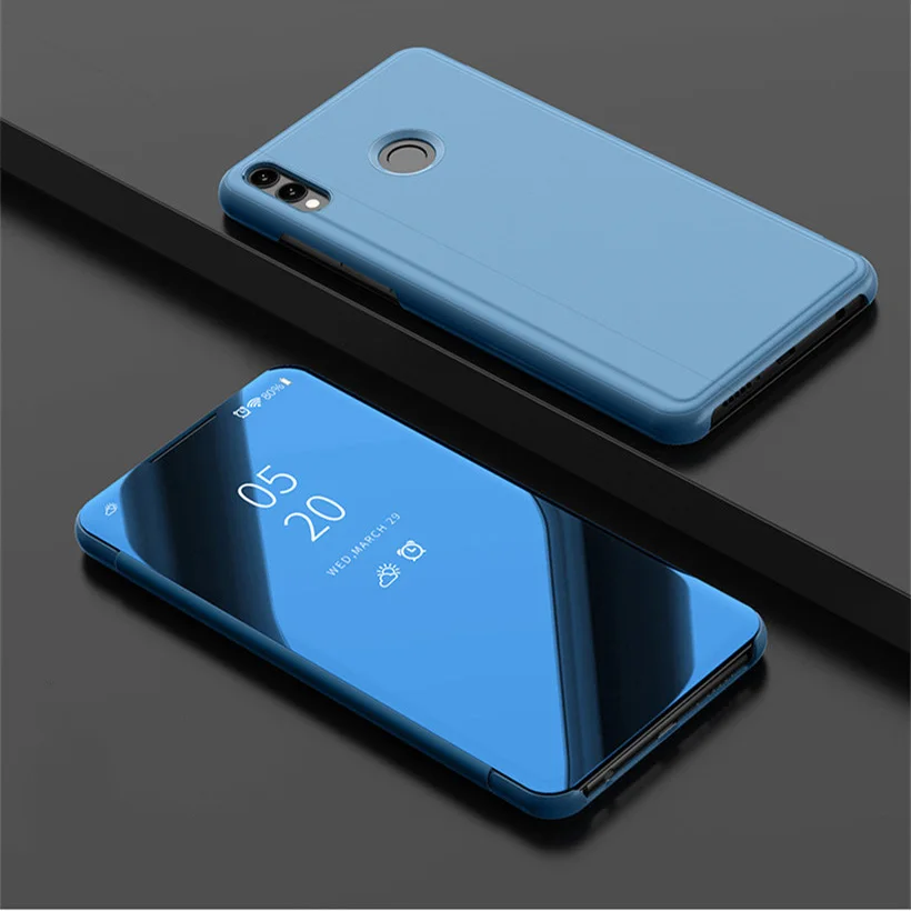 Зеркальный чехол для HUAWEI Honor 8x On Max Smart Mirror Clear View Flip Cover телефона Huawei 8x6 5"|Бамперы| |