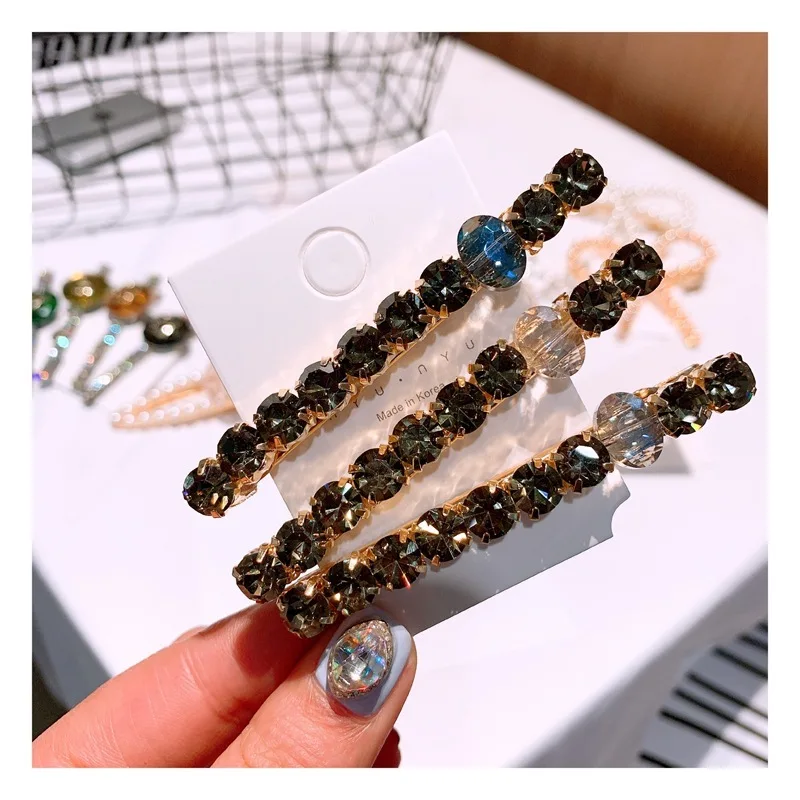 

New 2019 edition east gate of original Bling single crystal jewel duckbill clip hair ornament a word boundary