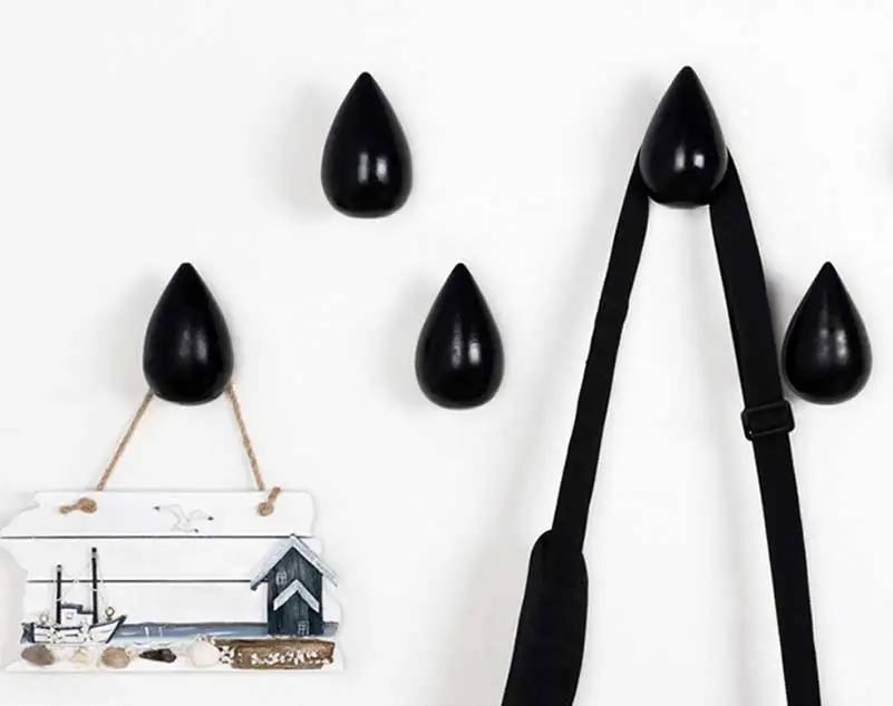 

3pcs wooden water big drop coat hat hanger, wall mounted coat hat hooks. 7 colors