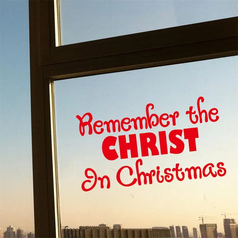 

quote words Remember Christ On Christmas home decor wall sticker living room window kitchen decoration mural art stickers red