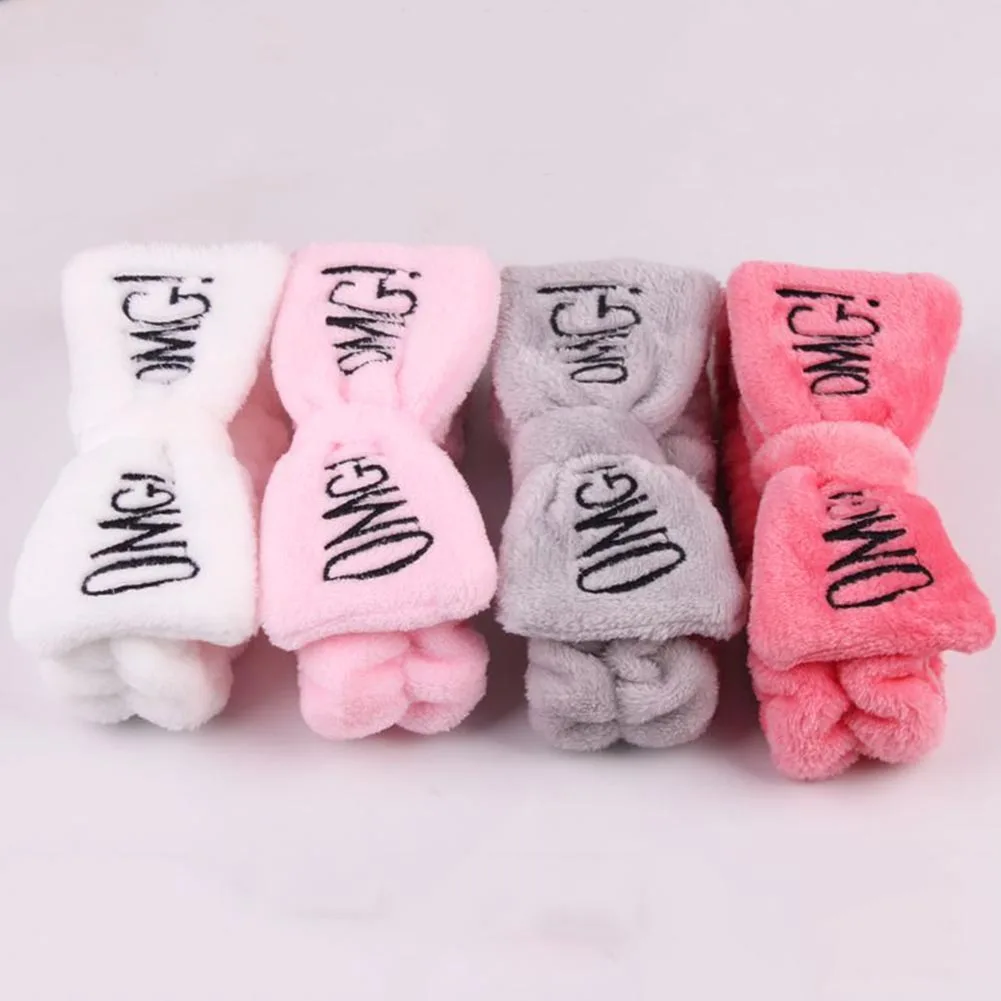 

Coral Fleece Hairbow Cross Headband For Wash Face Makeup Lady Bath Mask Cosmetic Hairband Elastic Soft Turban Hair Accessories