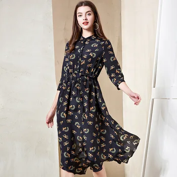

Female 44% Silk Dress High-end Waist Silk Dress