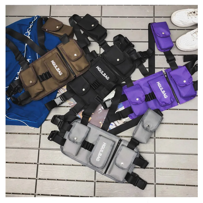 Skup Fashion Chest Rig na saszetka męska ins Streetwear funkcjonalna torba taktyczna Hip HopShoulder Crossbody torby męskie torby płócienne B42