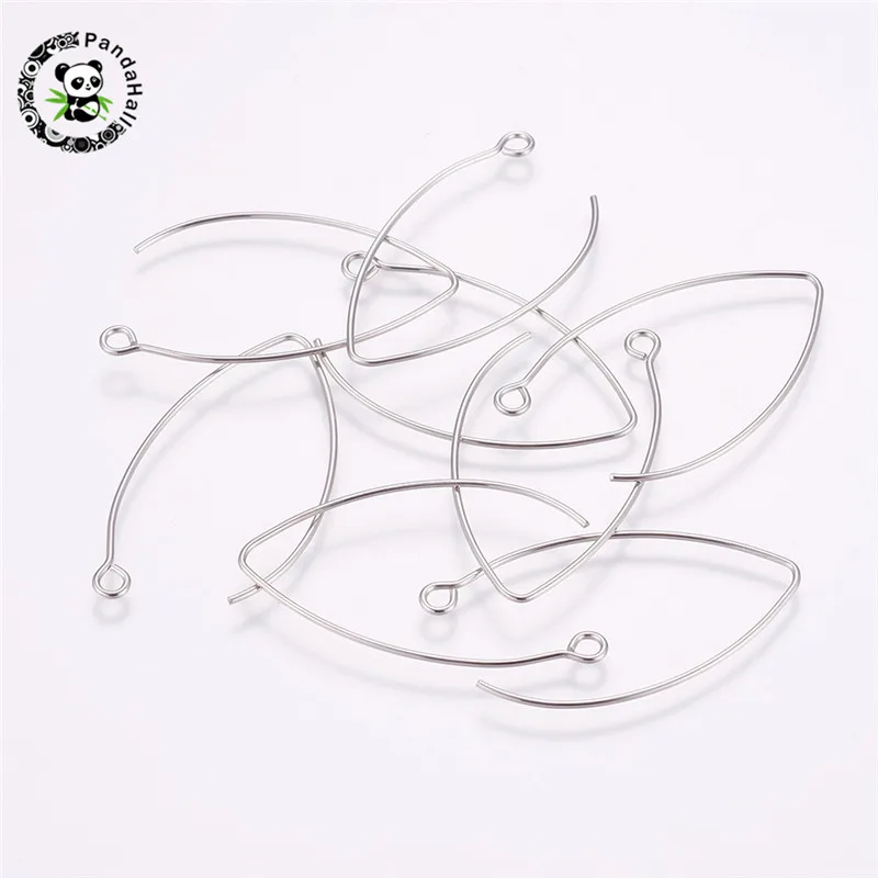 

20/200pcs 304 Stainless Steel Earring Hooks Clasps Findings Components for Jewelry Making DIY Earring 41x22x1mm Hole: 2mm