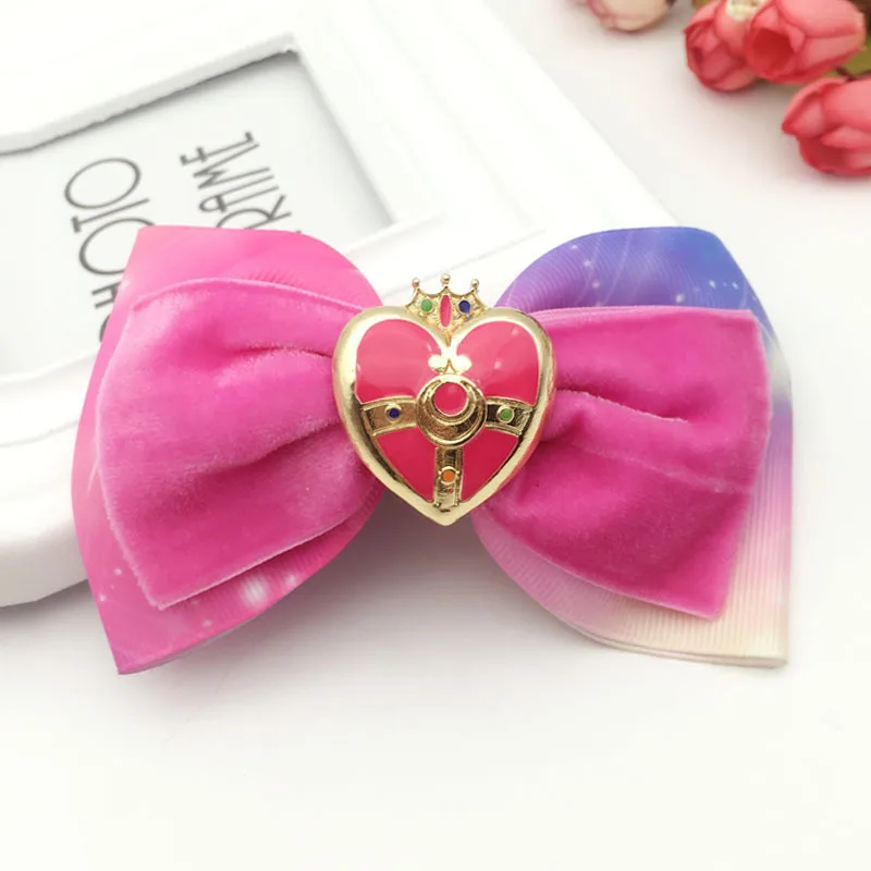 

Anime Sailor Moon Tsukino Usagi Cosplay Hairpin Hair Bow With Clips Hairpin Headwear Accessories Halloween COS Prop