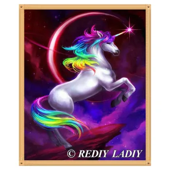 

DIY Diamond Painting Rainbow Unicorn Full Square Diamond Embroidery Crystal Diamond Mosaic Rhinestones Cross Stitch Home Decor