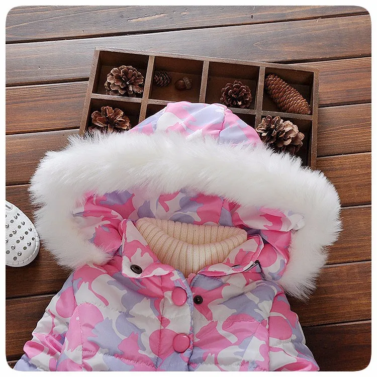 Детская зимняя куртка; пальто для девочек; теплое зимнее пальто с капюшоном и цветочным принтом; плотная верхняя одежда для девочек; зимние куртки принцессы для девочек