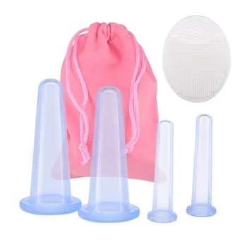 

Facial Massage Cupping Therapy Set Anti-aging Massage Cups Silicone Vacuum Kit for Face Eyes Fascia with Facial Cleansing Brush