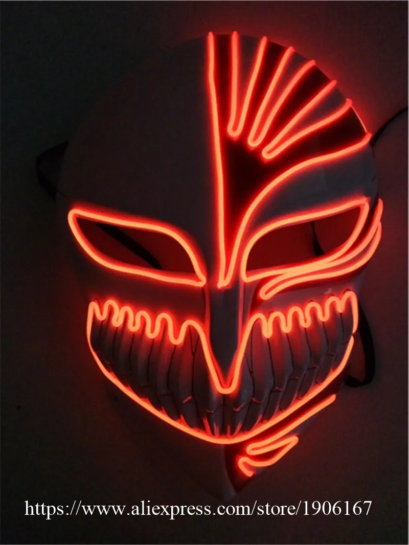 Halloween ghost Slit mouth light up glowing EL wire Cute mask Fashion Cosplay mask Costume mask for party By 3V Steady On Driver13