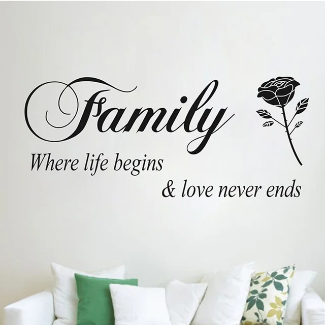 popular quote words family where life begins love never end rose
