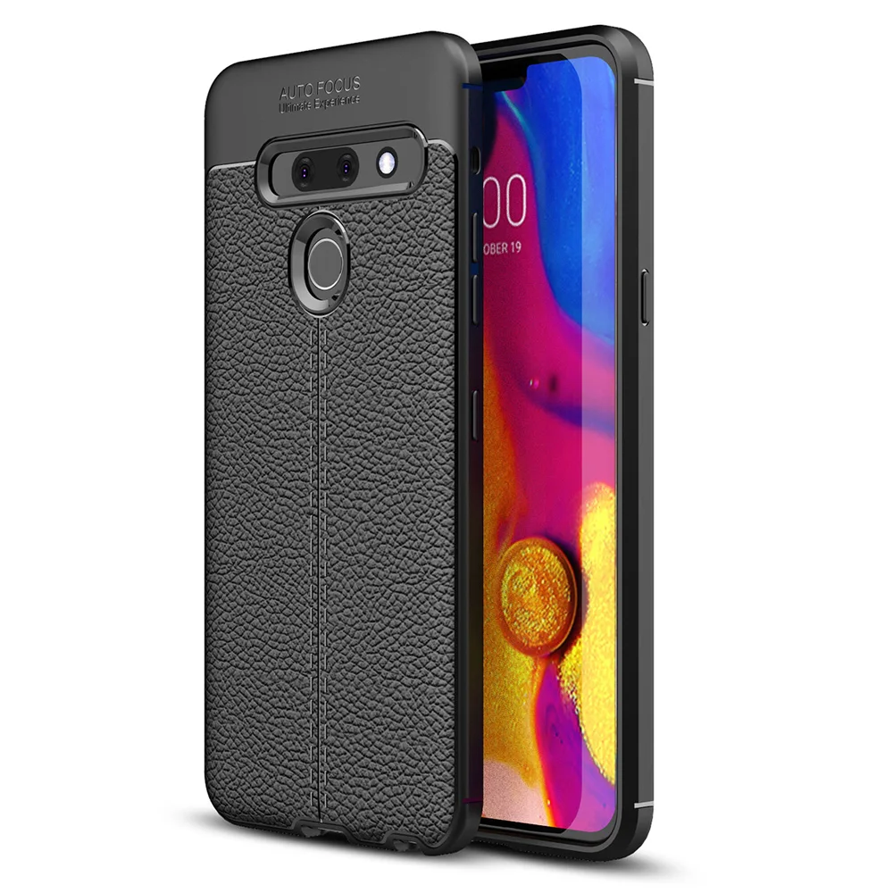 

Slim Fit Shockproof Flexible Soft Rubber TPU Gel Lichi Pattern Protective Case Cover for LG G8 ThinQ/G8S ThinQ