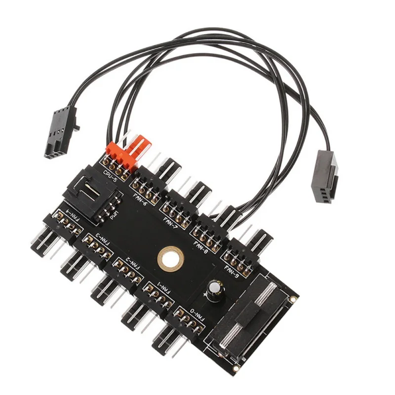 

Fan Hub Speed Controller Regulator 12V 10 Way 4pin For Computer Case With PWM Connection Cable CPU Fan Dedicated Interface PWM