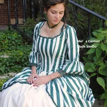 Индивидуальный заказ Зеленый рококо Colonial tea полосатый халат платье на заказ/Вечерние платья
