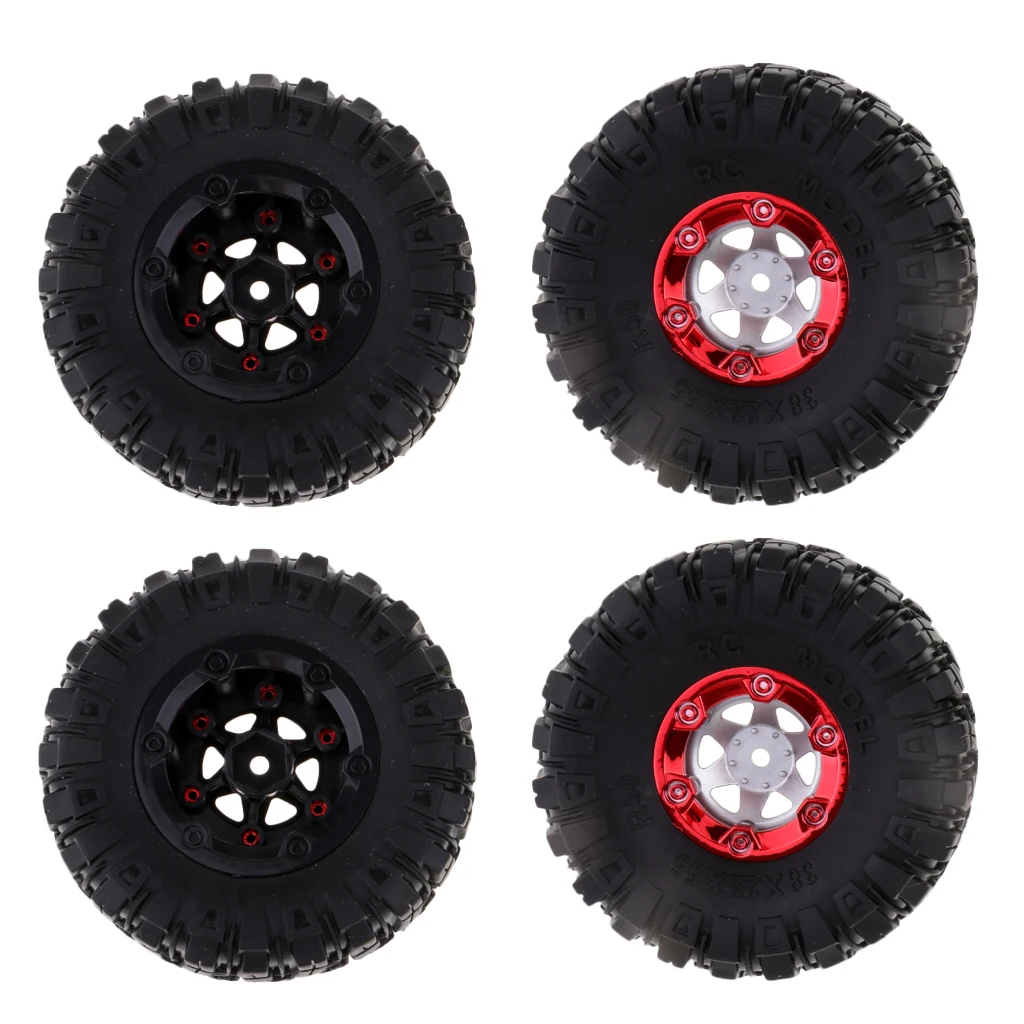 MagiDeal 1:12 RC Truck Crawlers 100mm Rubber Tires Tyres with Wheel Hex 4x for Wltoys 12428 12423 FY01 FY02 FY03