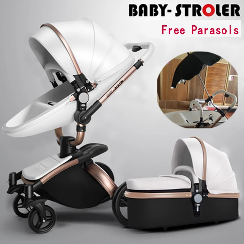 

AULON high landscape shock 2 in 1 baby stroller multiple adjustable independent sleeping basket noble and luxurious kinderwagen