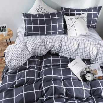 

Black and white plaid bedding set 2018 The New 3pcs/set duvet cover set pillowcase bed set kids / Adult bedding bedclothes #/J