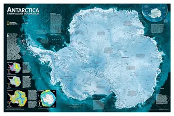 

RZ-DT-049 vintage posters "ANTARCTICA map" prints on canvas wall art craft oil painting wall pictures for living room home decor