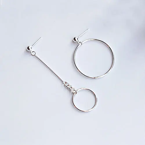 925 пробы серебряные асимметричные серьги-гвоздики в минималистическом стиле