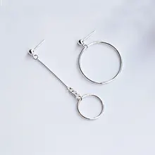 925 пробы серебряные асимметричные серьги-гвоздики в минималистическом стиле