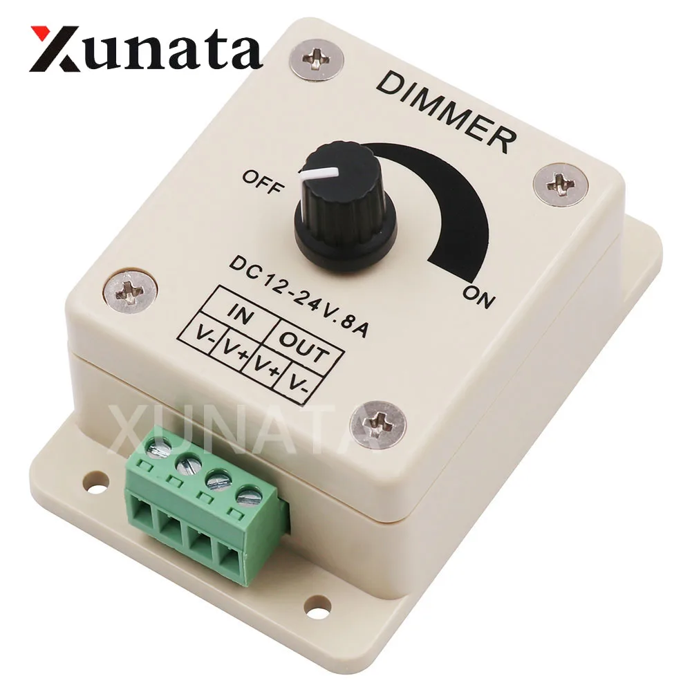 

DC12-24V 8A Adjustable Brightness Lamp Strip Driver Single Color Light Power Supply LED Dimmer Switch Controller