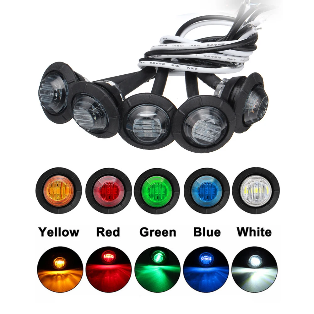 

0.75 Inch MINI Size LED Truck Strobe Lights 12V 24V Lorry Bus Van Side Warning Lamps Yellow Red Blue White Safety Light Bulbs