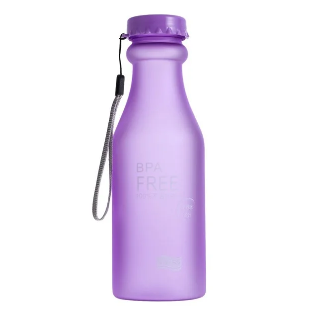 Конфетные цвета Небьющийся матовый герметичный пластиковый чайник 550 мл BPA портативная бутылка для воды для путешествий Йога Бег кемпинг - Цвет: Лиловый