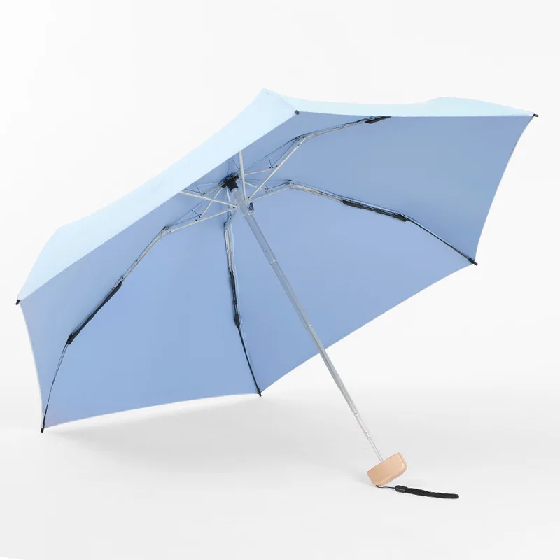 

New Sunny and Rainy Umbrella Five-foldding Umbrella Sun Protection Anti UV Parasol Windproof Men and Women Solid Color Umbrella