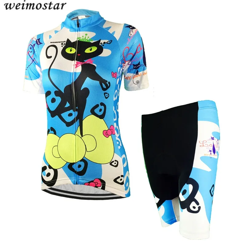 

Women Blue Bike Jersey Shorts Sets Pro Girl Cycling Clothing Bicycle Short Sleeve Cycling Top Team MTB wear Ropa Ciclismo Jacket
