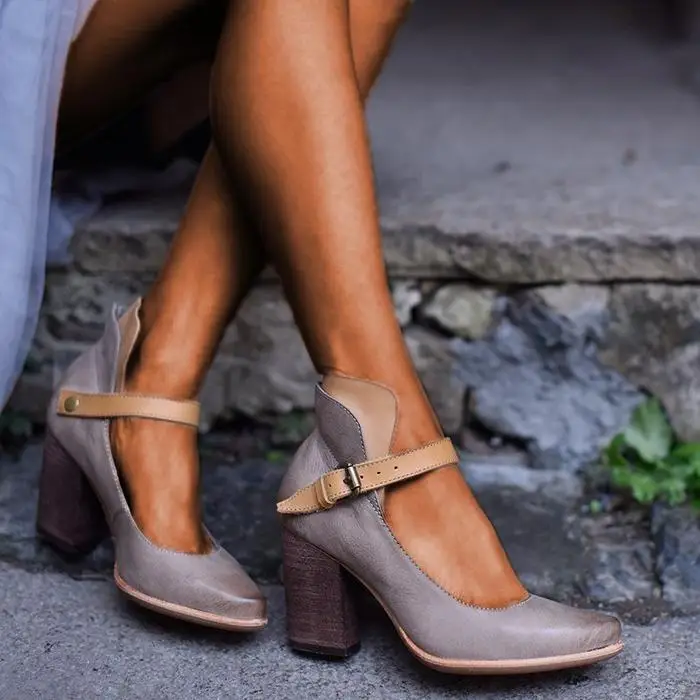 

Oeak Fashion Pumps Women Sandals High Heels Ankle Strap Summer Casual Hemp Comfort Thick-Bottom Sandals Shoes Female Sandalias