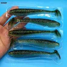NOEBY 5PCS/LOT Big T-tail soft lure 12g/12cm 7colors Soft Worm Bait double color Plastic Silicone Bait fishing lure silicone plastic fishing bait hook w tail black fluorescent green