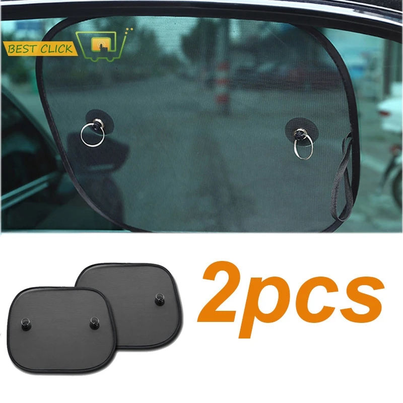 

Super Quality 2pcs Black Side Car Sun Shades Rear Window Sunshades Cover Mesh Visor Shield Screen Interior UV protection kids