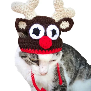 

2019 New Pet Christmas Costume Pet Dog Cat Festival Cosplay Cute Elk Deer Antlers Hat With Long Straps