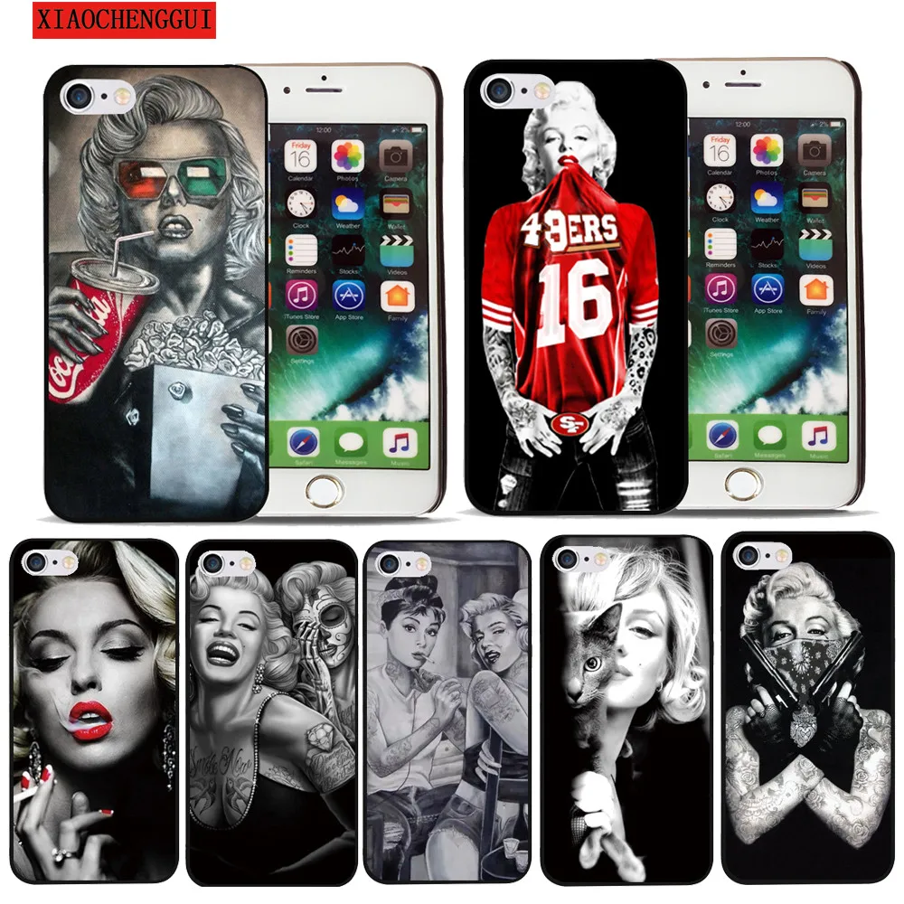 

Audrey Hepburn Tattoo Marilyn Monroe hard plastic for Apple iphone4 4s 55sSE 5c 6 6S 6PLUS 7 7PLUS X 8 8PLUS Protective shell