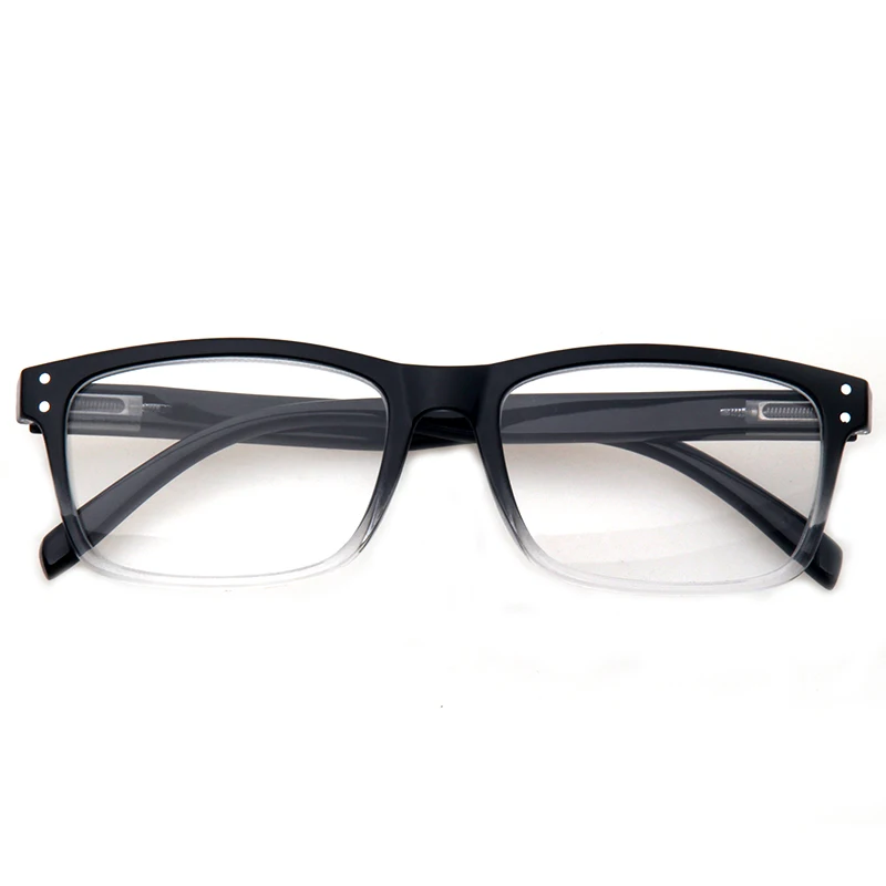 Henotin, мужские и женские ретро очки для чтения, весенние петли, прямоугольные оправы, качественные очки, включают солнцезащитные очки - Цвет оправы: clear black