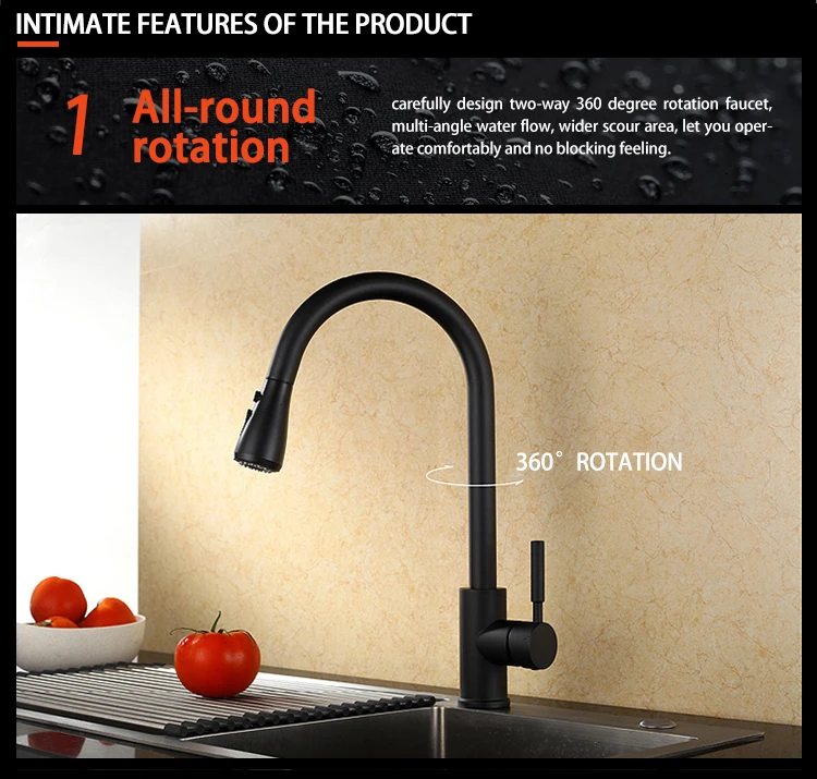 

OLMEY 2-Functions Commercial Kitchen Faucet with Pull Down Sprayer, Single Lever Single Hole Sink Taps Kitchen Mixer 40